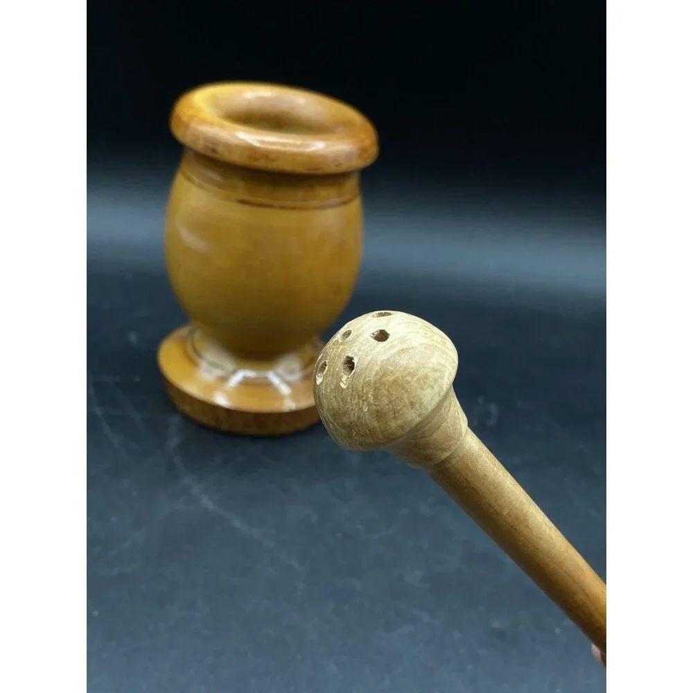 Olive Wood Mortar & Pestle Apothecary Pestle Has Holes